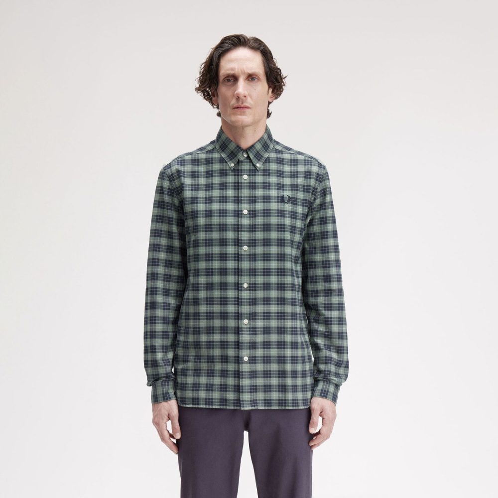 Fred Perry Tartan Oxford Shirt - Bay Leaf
