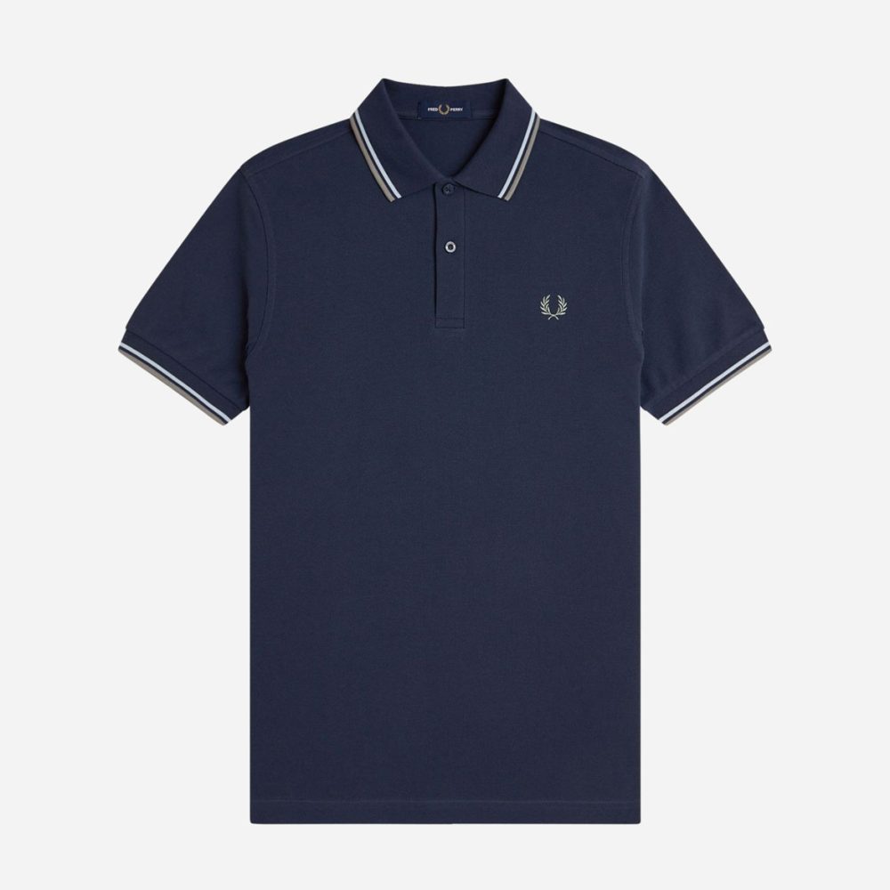 Fred Perry Twin Tipped Polo - Dark Air Force/Light Ice/Bay Leaf
