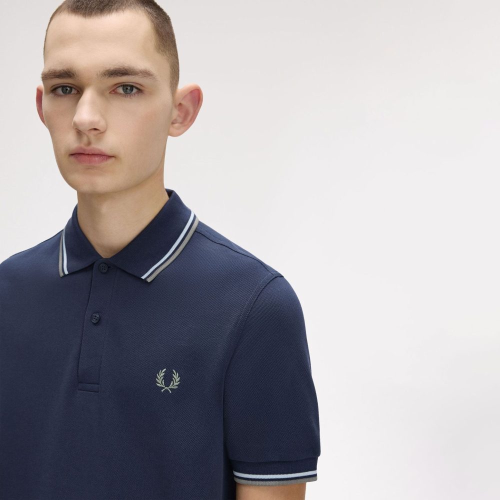 Fred Perry Twin Tipped Polo - Dark Air Force/Light Ice/Bay Leaf