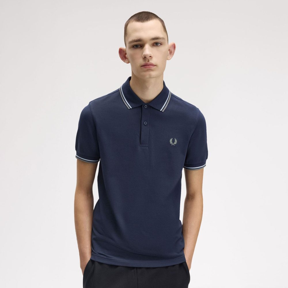 Fred Perry Twin Tipped Polo - Dark Air Force/Light Ice/Bay Leaf