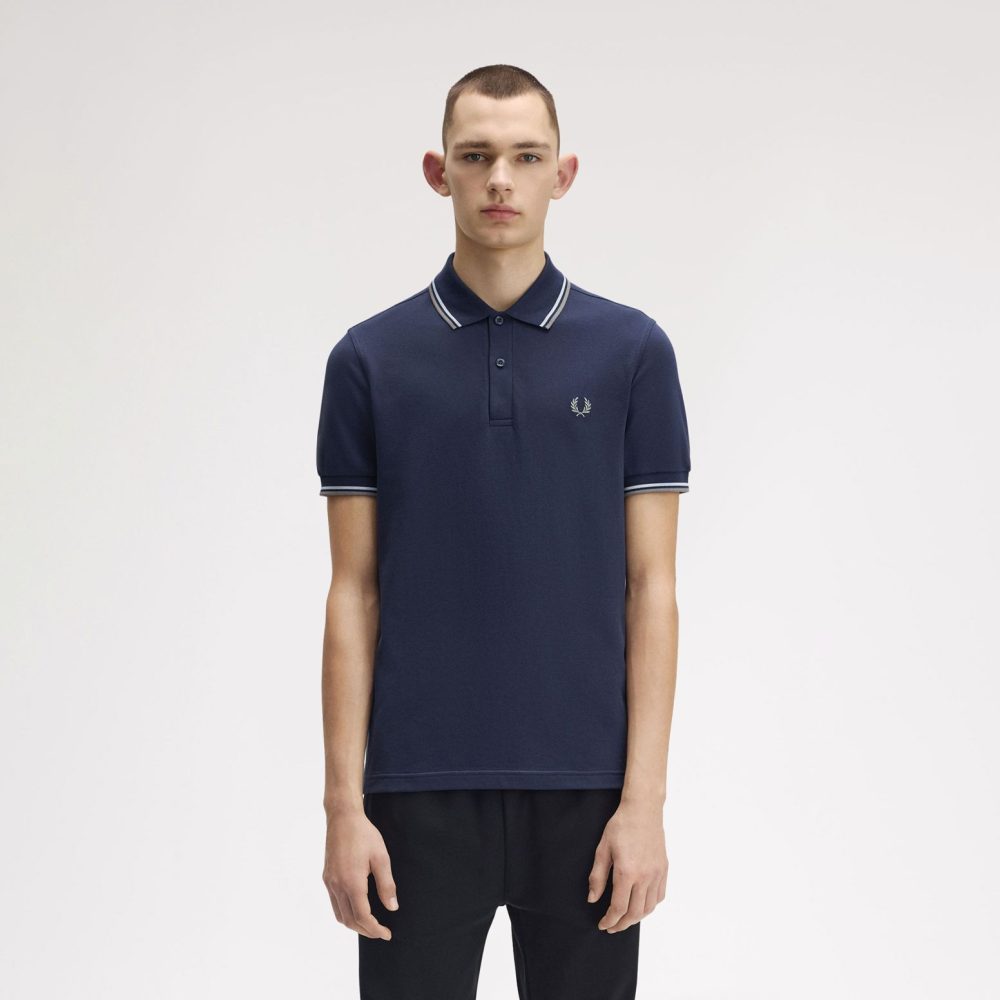 Fred Perry Twin Tipped Polo - Dark Air Force/Light Ice/Bay Leaf