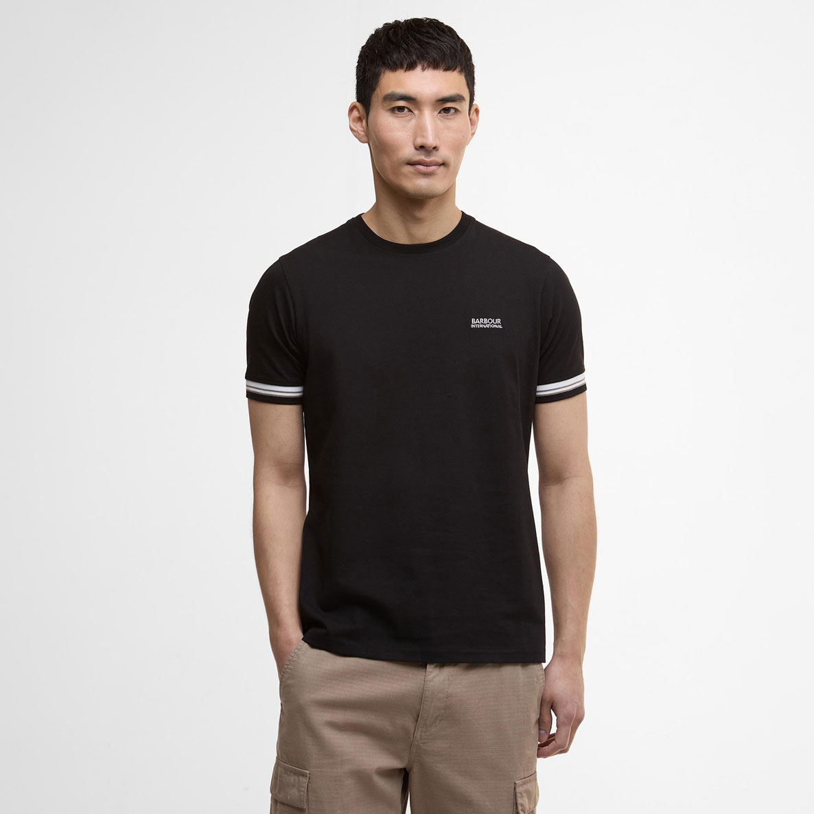 Barbour International Bruce Tipped Cuff Tee - Black