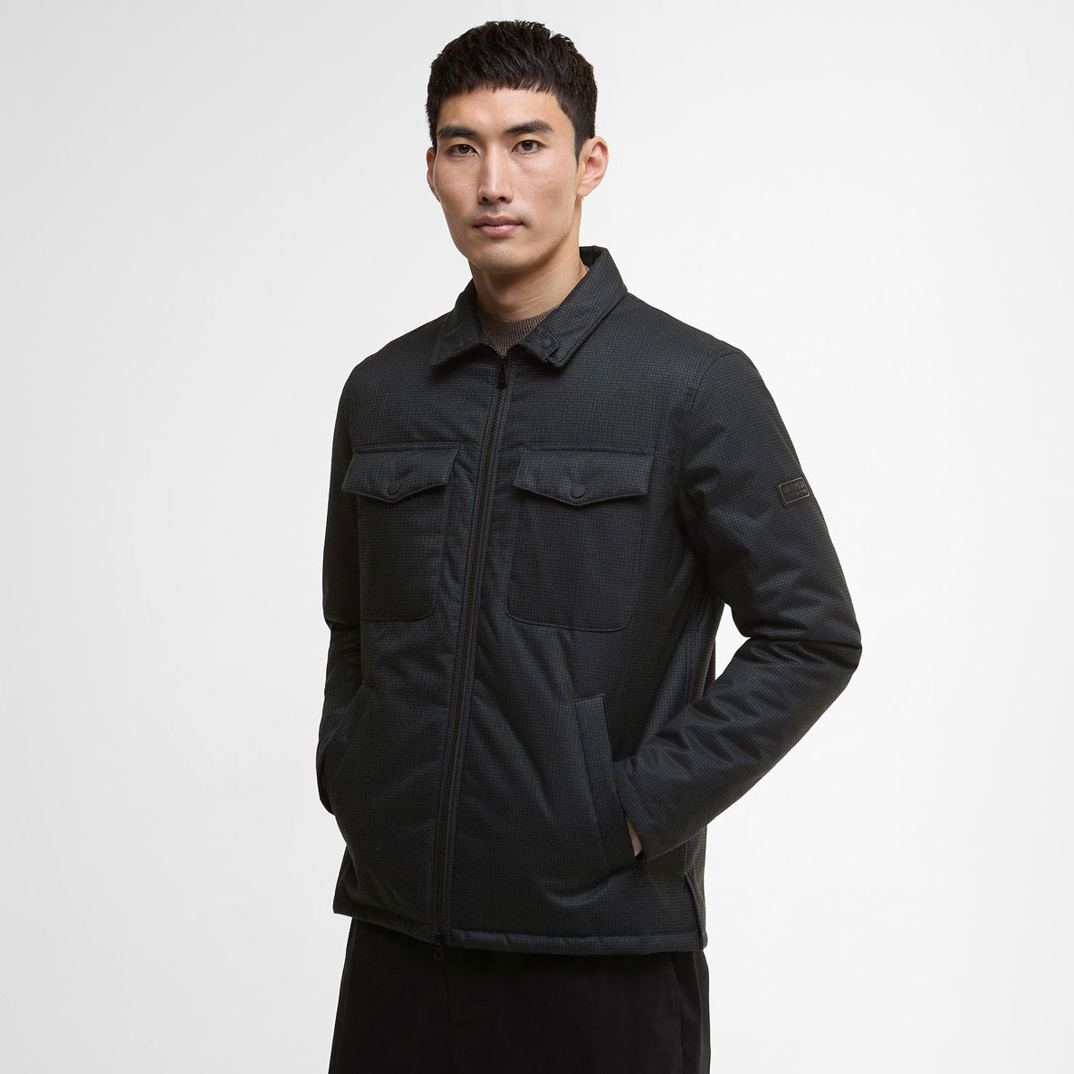 Barbour International Check Distill Quilted Jacket - Black Sage Check