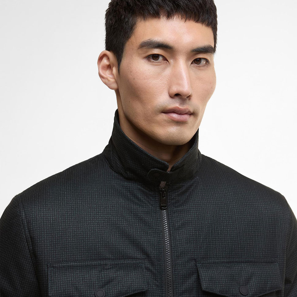 Barbour International Check Distill Quilted Jacket - Black Sage Check