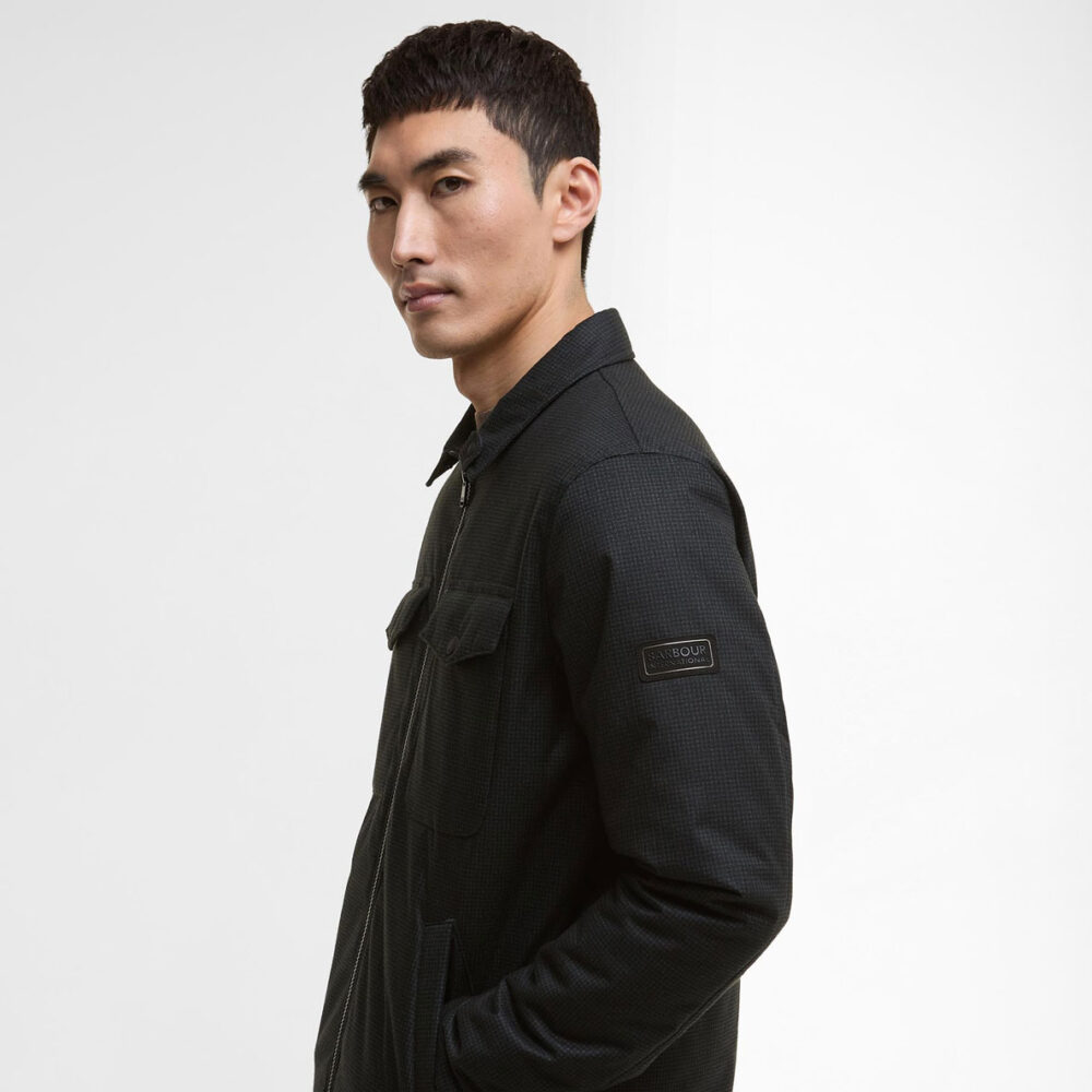 Barbour International Check Distill Quilted Jacket - Black Sage Check