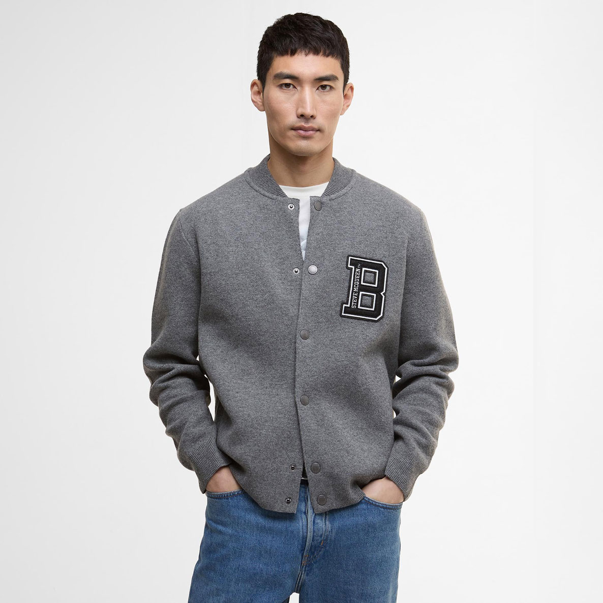 Barbour International Letterman Knitted Bomber - Anthracite
