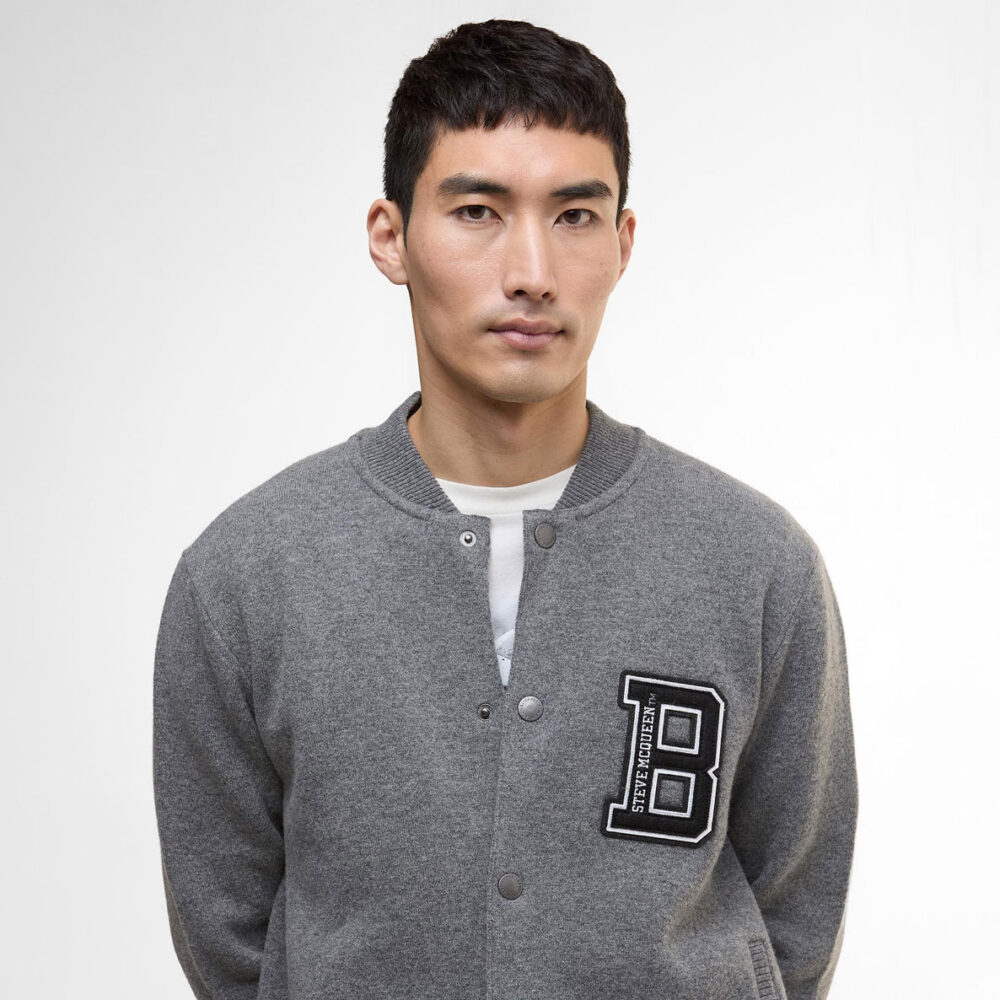 Barbour International Letterman Knitted Bomber - Anthracite Barbour International Letterman Knitted Bomber - Anthracite