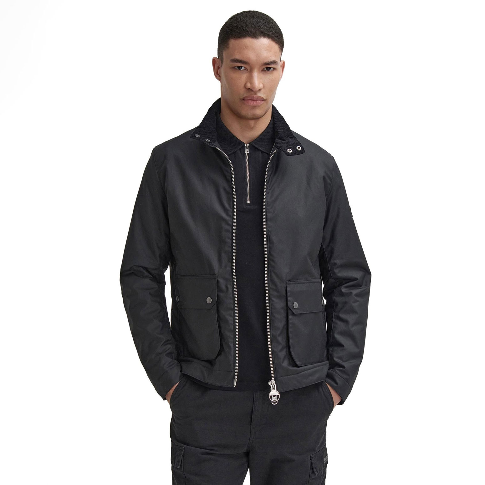 Barbour International Lutlaw Harrington Wax Jacket - Black