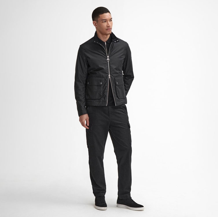 Barbour International Lutlaw Harrington Wax Jacket - Black
