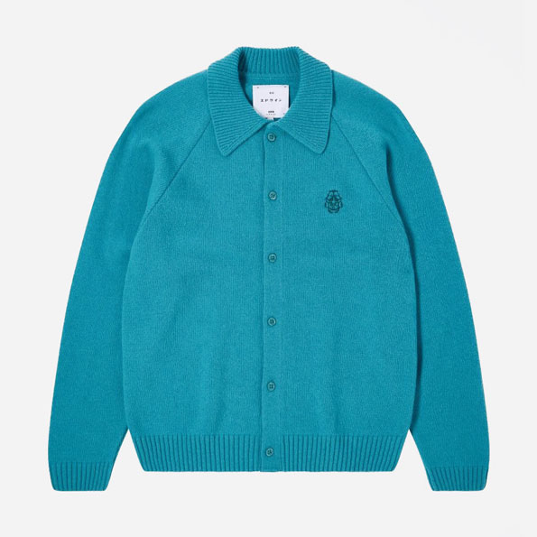 Edwin Mars Knitted Polo Cardigan  - Baltic