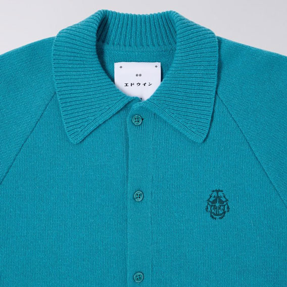 Edwin Mars Knitted Polo Cardigan  - Baltic