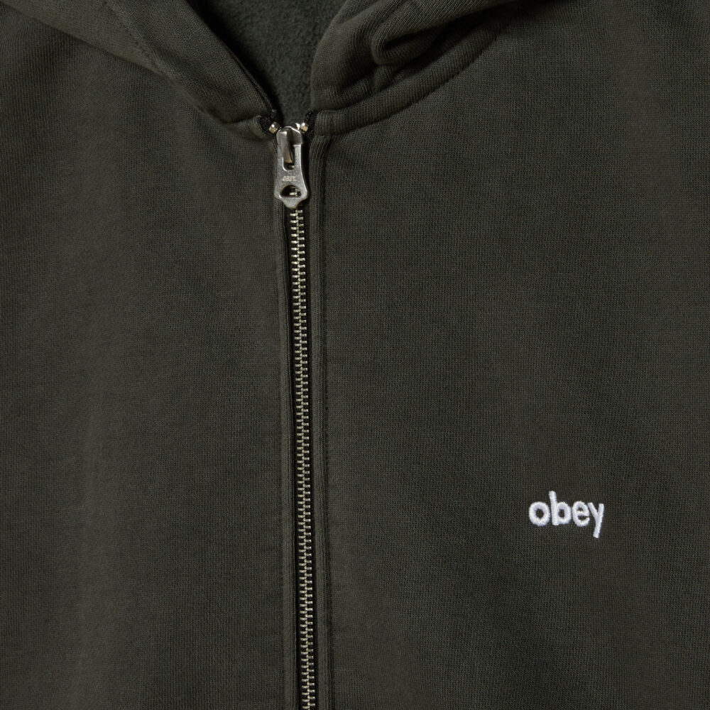 Obey Lowercase Pigment Zip Hoodie - Pigment Pirate Black Obey Lowercase Pigment Zip Hoodie - Pigment Pirate Black
