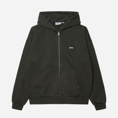 Obey Lowercase Pigment Zip Hoodie - Pigment Pirate Black Obey Lowercase Pigment Zip Hoodie - Pigment Pirate Black
