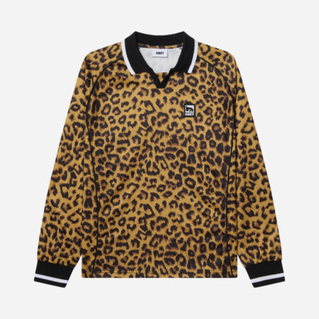 Obey Sports Long Sleeve Polo - Leopard/Multi
