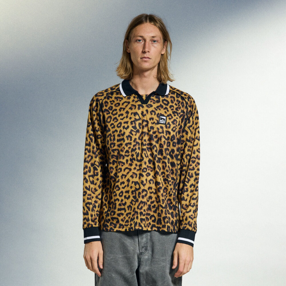 Obey Sports Long Sleeve Polo - Leopard/Multi Obey Sports Long Sleeve Polo - Leopard/Multi