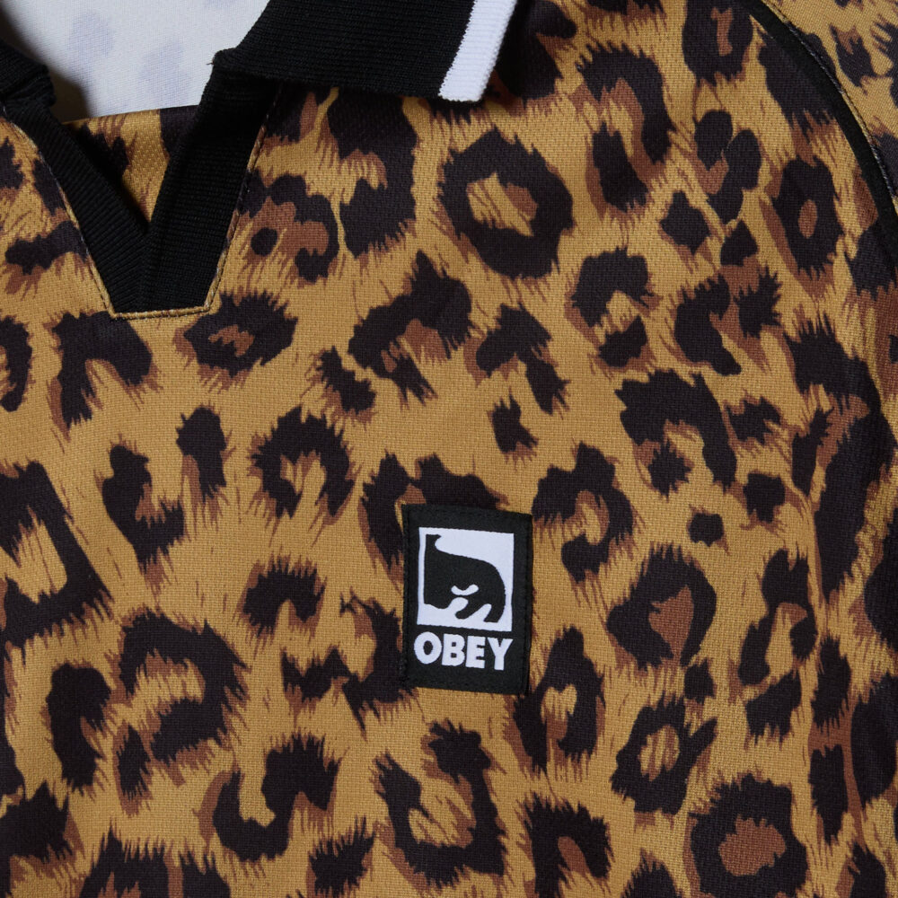 Obey Sports Long Sleeve Polo - Leopard/Multi