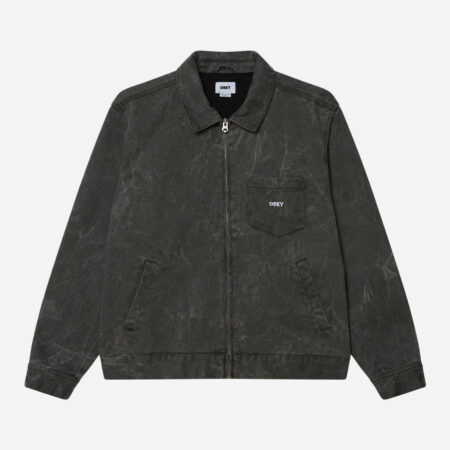 Obey Workman Zip Jacket - Black Wrinkle Wash