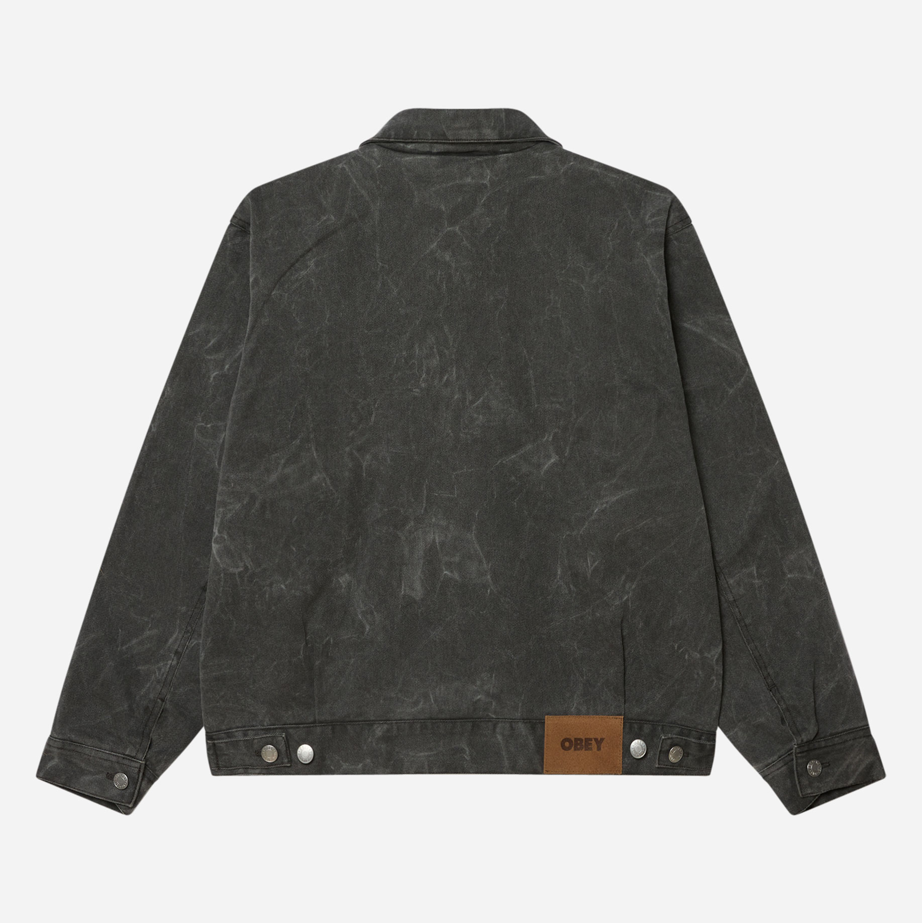 Obey Workman Zip Jacket - Black Wrinkle Wash