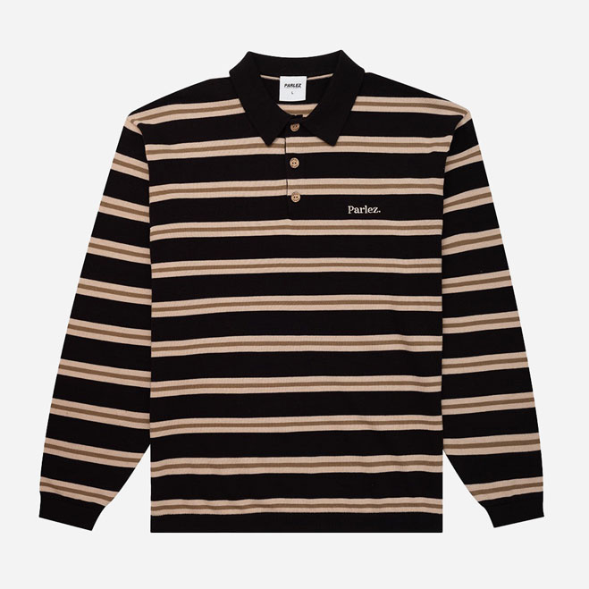 Parlez Aspen Long Sleeve Knitted Polo - Black