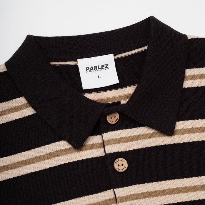 Parlez Aspen Long Sleeve Knitted Polo - Black
