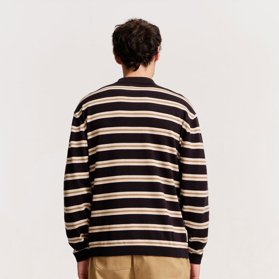 Parlez Aspen Long Sleeve Knitted Polo - Black