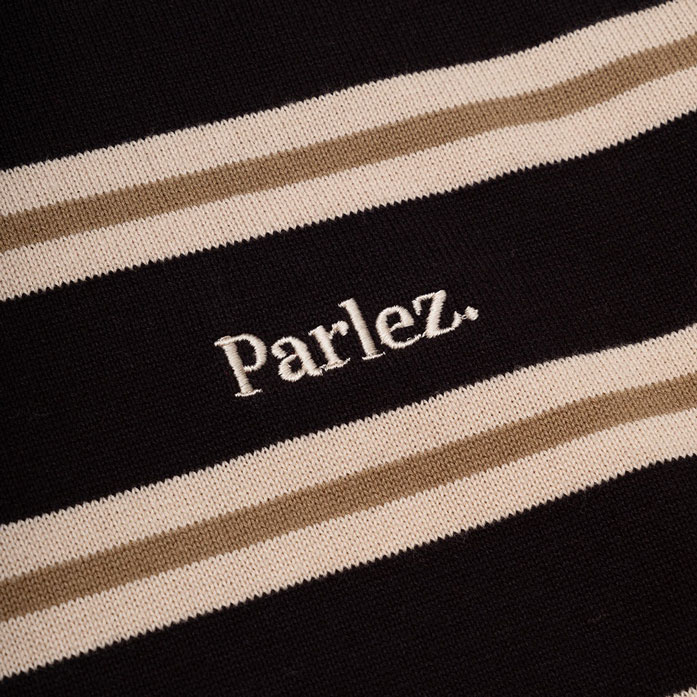 Parlez Aspen Long Sleeve Knitted Polo - Black