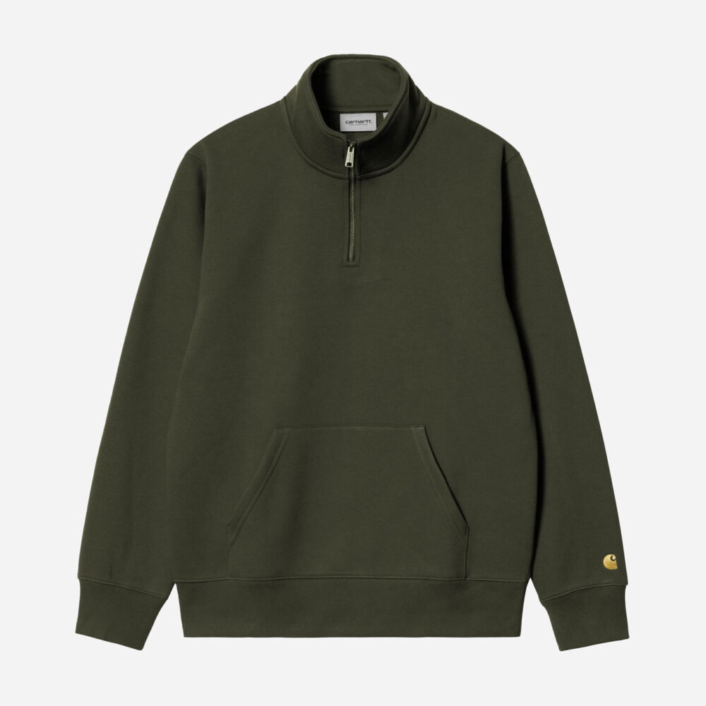 Carhartt WIP Chase Neck Zip Sweat - Olive/Gold