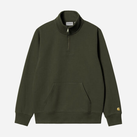 Carhartt WIP Chase Neck Zip Sweat - Olive/Gold Carhartt WIP Chase Neck Zip Sweat - Olive/Gold