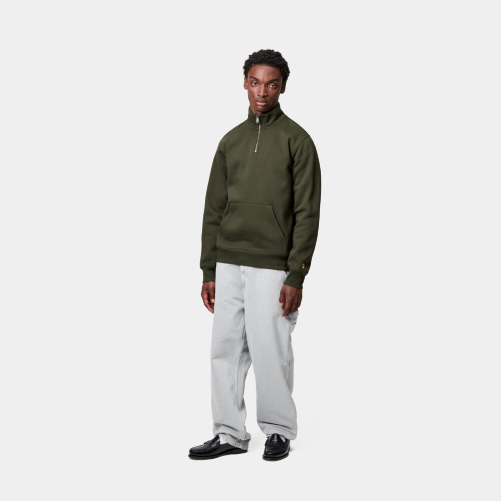 Carhartt WIP Chase Neck Zip Sweat - Olive/Gold