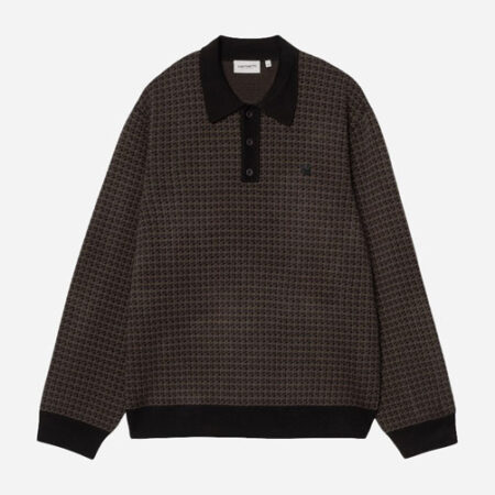 Carhartt WIP Long Sleeve Lowis Houndstooth Knitted Polo - Vitola Heather Carhartt WIP Long Sleeve Lowis Houndstooth Knitted Polo - Vitola Heather
