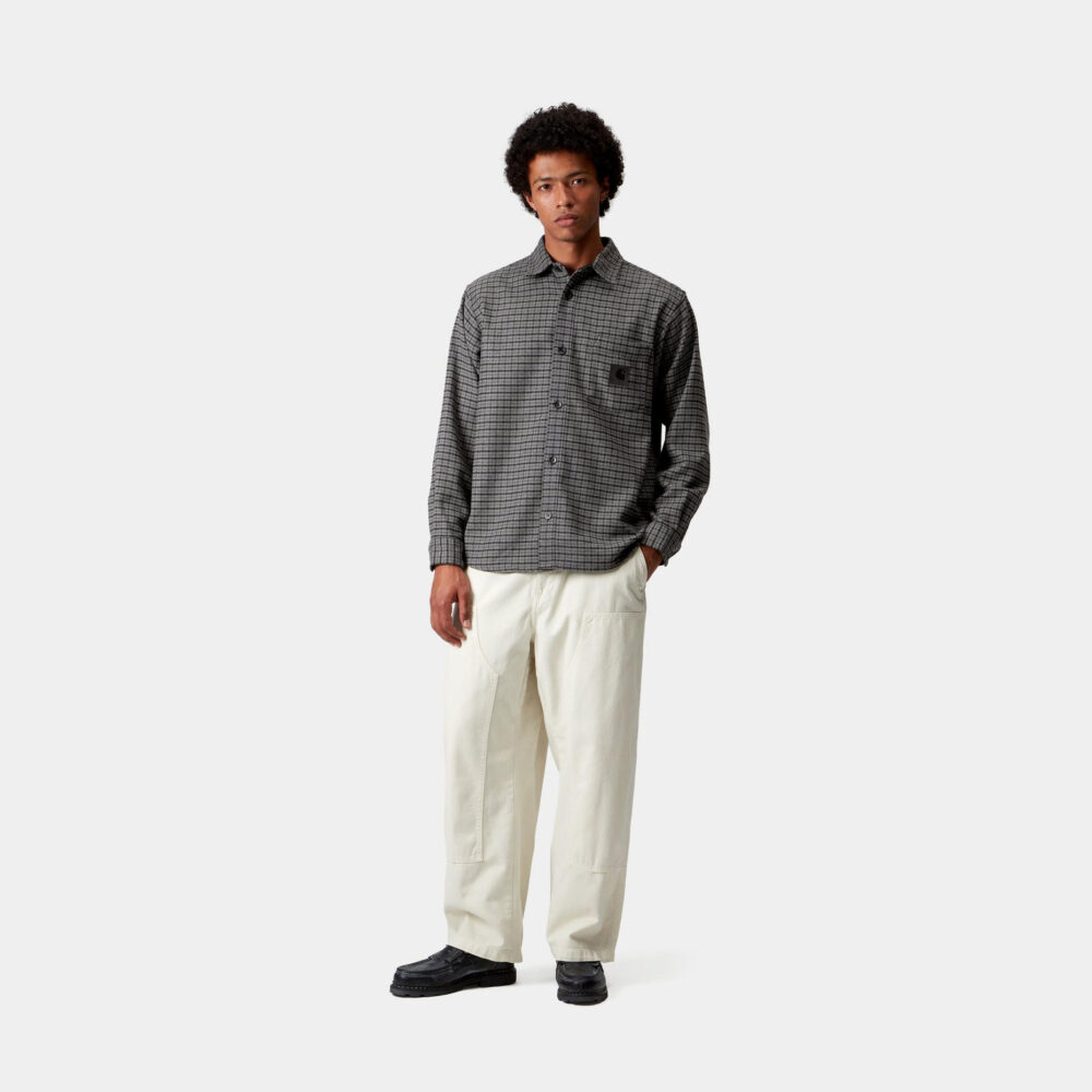 Carhartt WIP Long Sleeve Lowis Houndstooth Shirt - Grey Heather