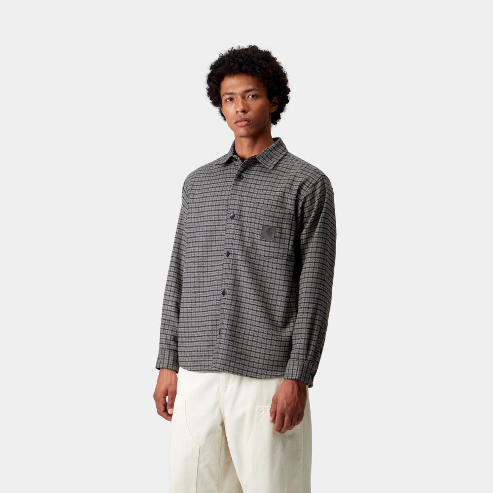 Carhartt WIP Long Sleeve Lowis Houndstooth Shirt - Grey Heather