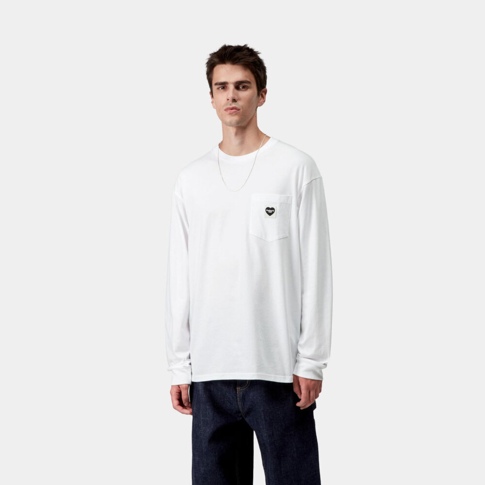 Carhartt WIP Long Sleeve Pocket Heart Tee - White/Black Carhartt WIP Long Sleeve Pocket Heart Tee - White/Black