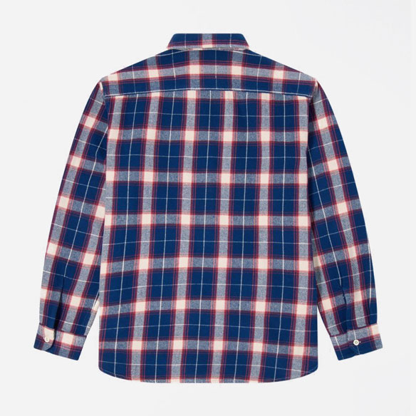 Edwin Long Sleeve Work Shirt - Navy/Red