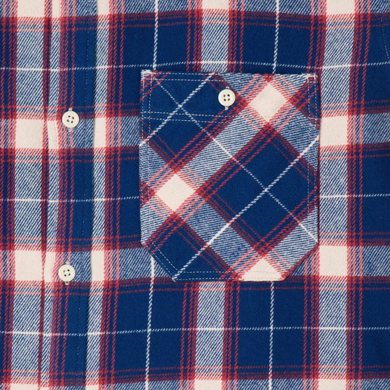 Edwin Long Sleeve Work Shirt - Navy/Red