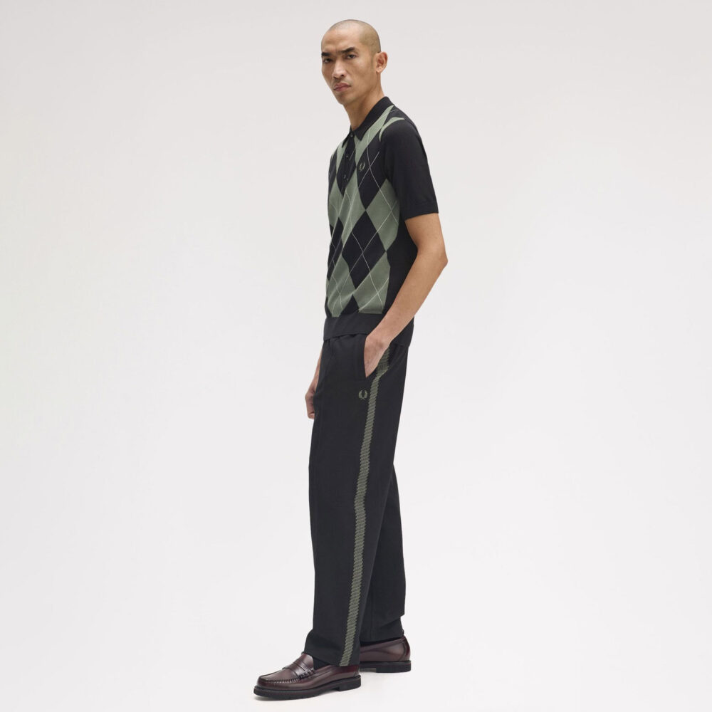 Fred Perry Argyle Knitted Polo - Black Fred Perry Argyle Knitted Polo - Black