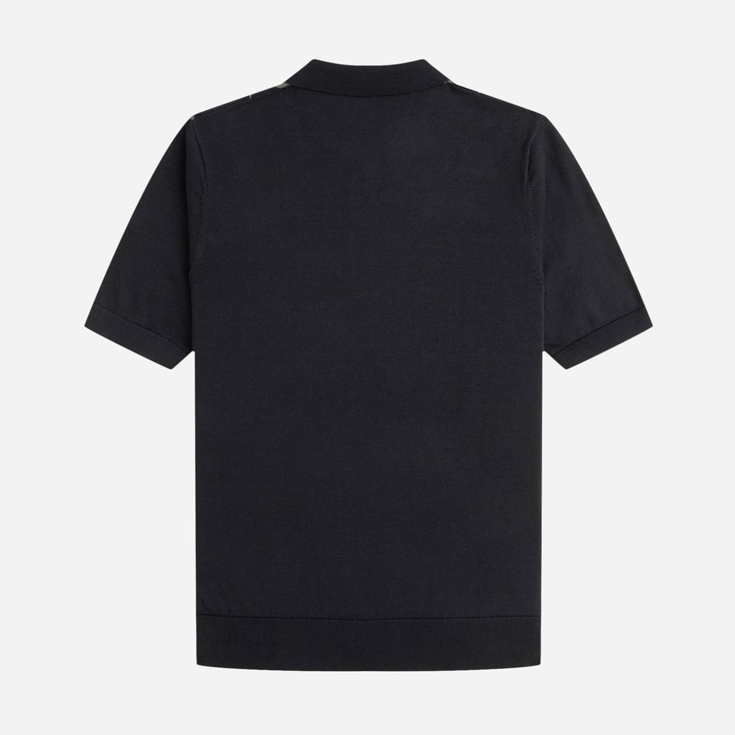 Fred Perry Argyle Knitted Polo - Black