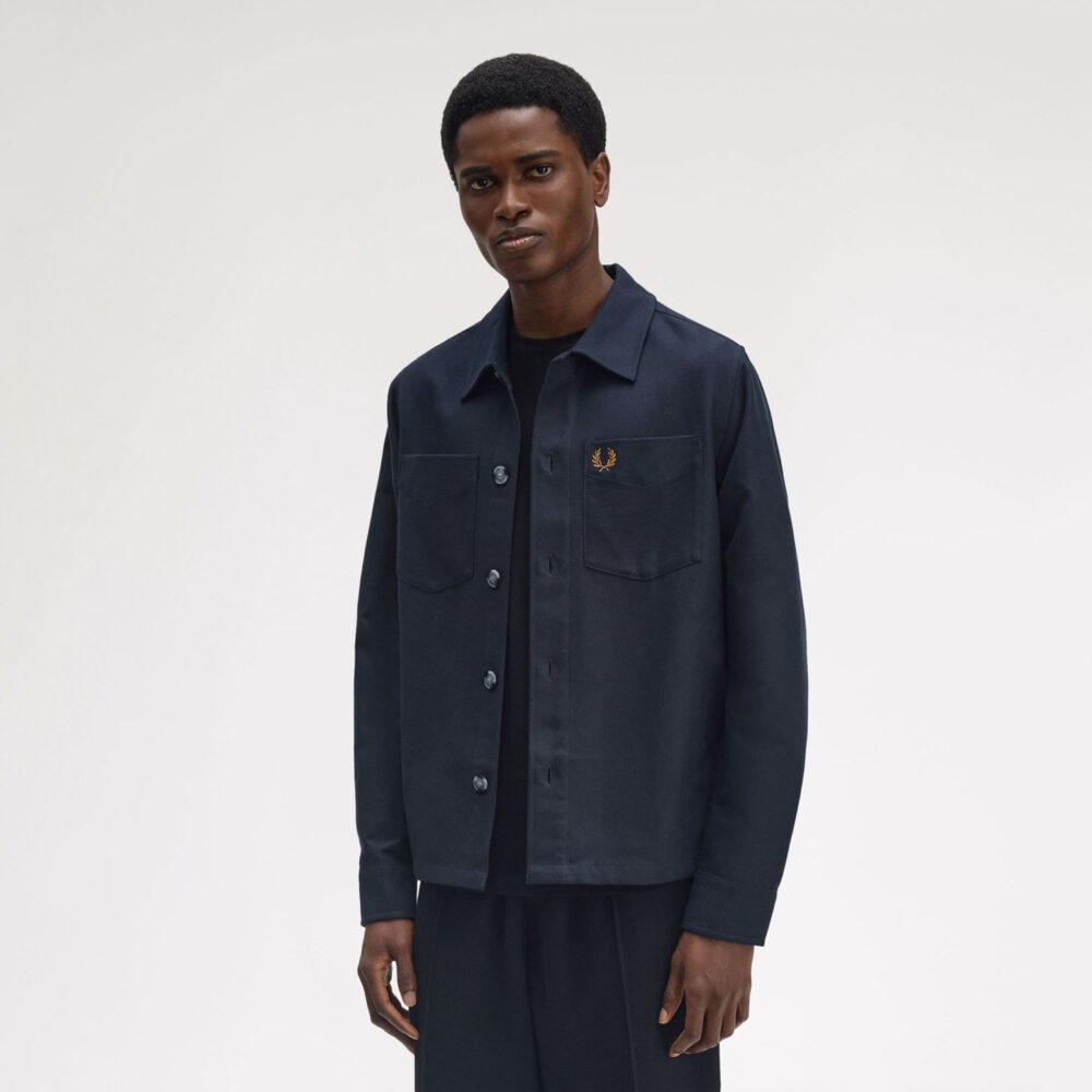 Fred Perry Brushed Twill Overshirt - Navy