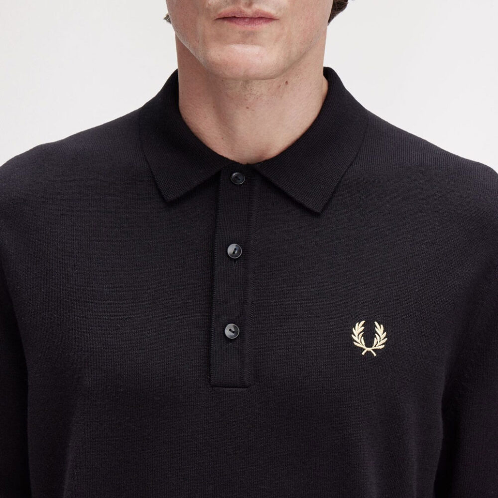 Fred Perry Classic Long Sleeve Knitted Polo - Black