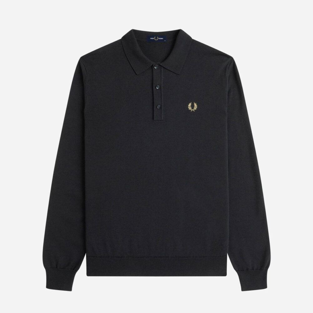 Fred Perry Classic Long Sleeve Knitted Polo - Black