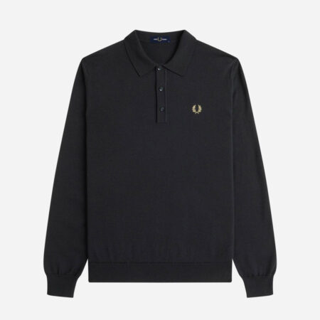 Fred Perry Classic Long Sleeve Knitted Polo - Black