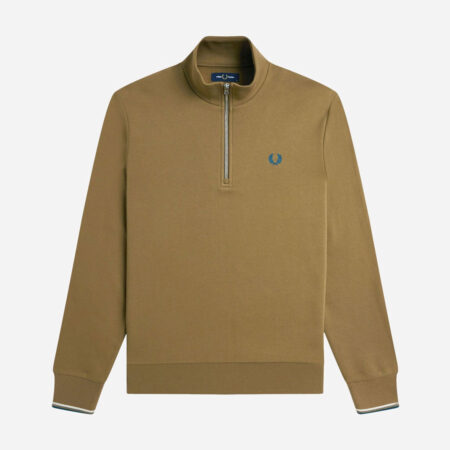 Fred Perry Half Zip Sweatshirt - Shaded Stone/Ecru/Dark Petrol Fred Perry Half Zip Sweatshirt - Shaded Stone/Ecru/Dark Petrol