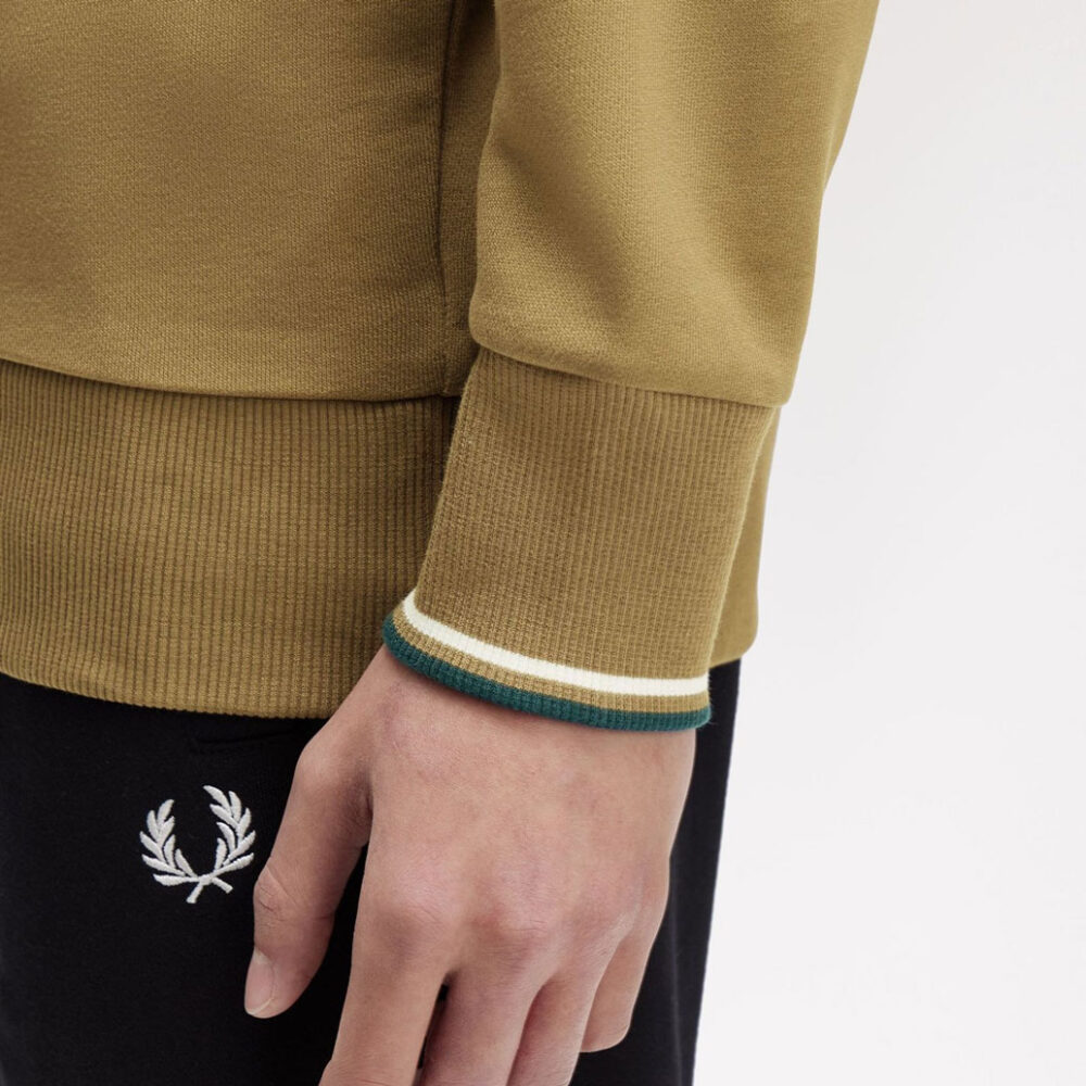 Fred Perry Half Zip Sweatshirt - Shaded Stone/Ecru/Dark Petrol