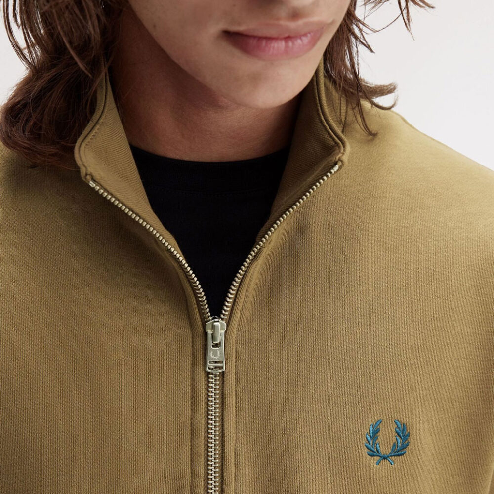 Fred Perry Half Zip Sweatshirt - Shaded Stone/Ecru/Dark Petrol