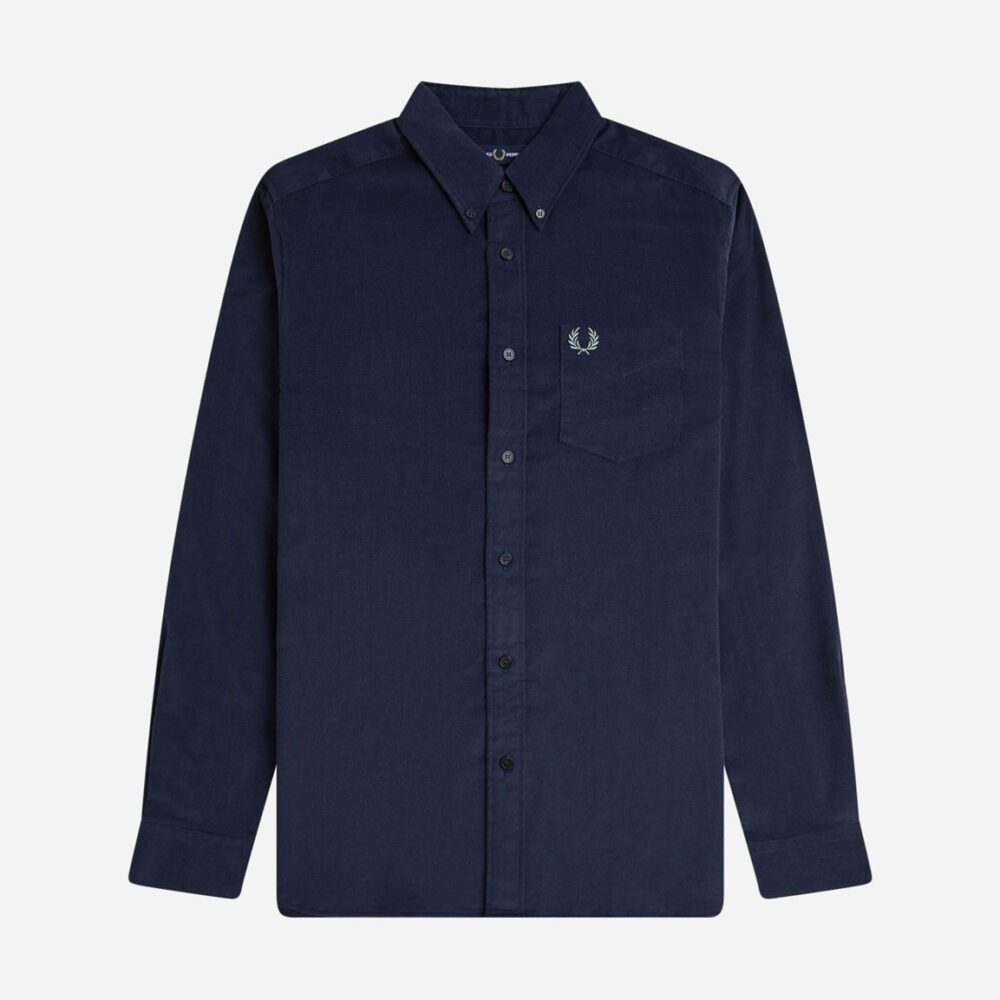 Fred Perry Needle Cord Shirt - Dark Airforce Fred Perry Needle Cord Shirt - Dark Airforce