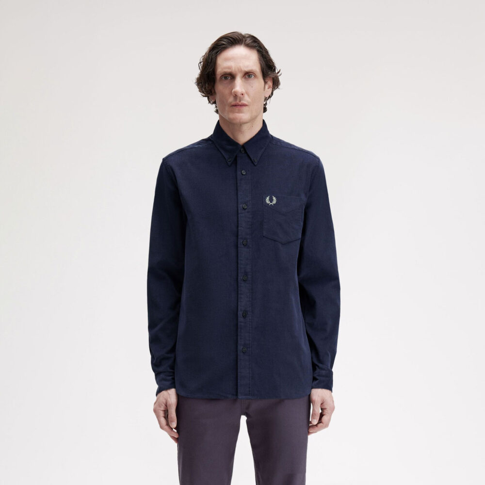 Fred Perry Needle Cord Shirt - Dark Airforce Fred Perry Needle Cord Shirt - Dark Airforce