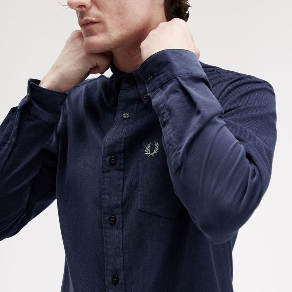 Fred Perry Needle Cord Shirt - Dark Airforce Fred Perry Needle Cord Shirt - Dark Airforce