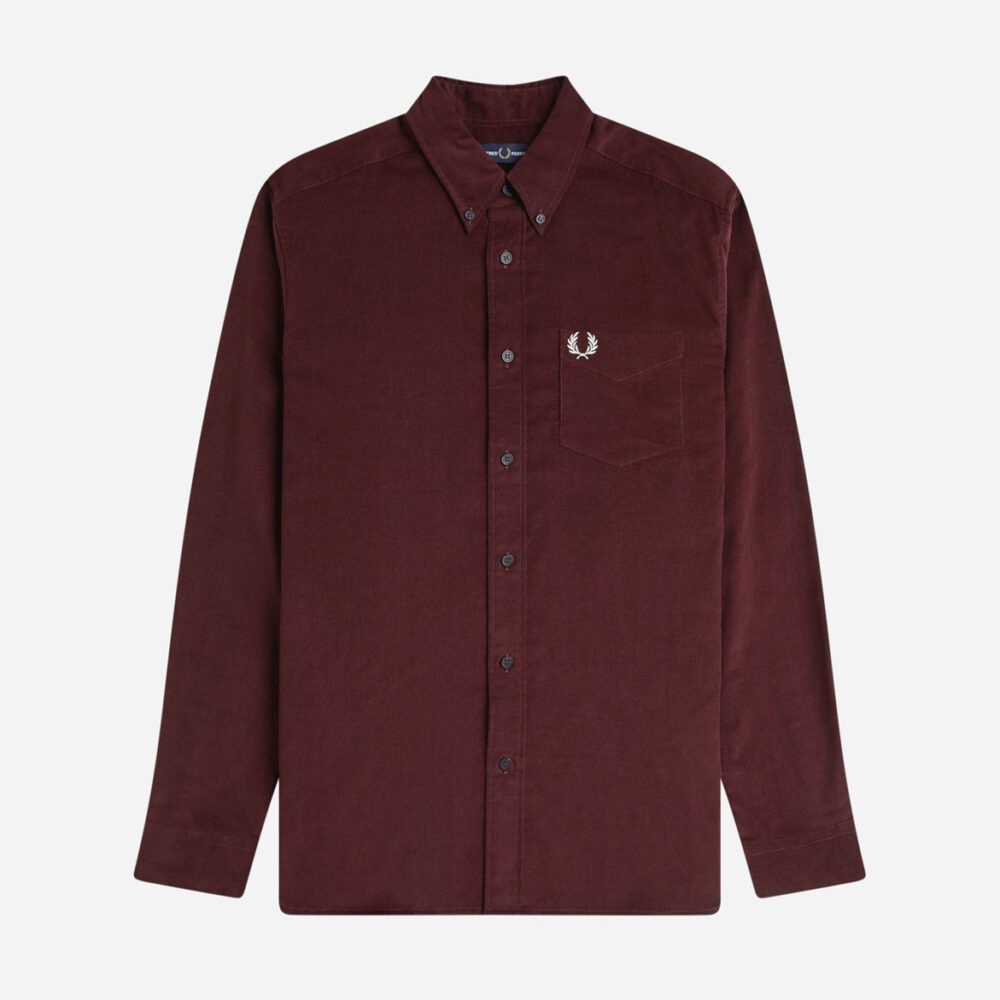 Fred Perry Needle Cord Shirt - Oxblood