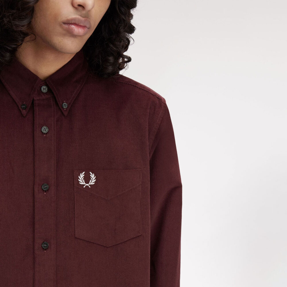 Fred Perry Needle Cord Shirt - Oxblood