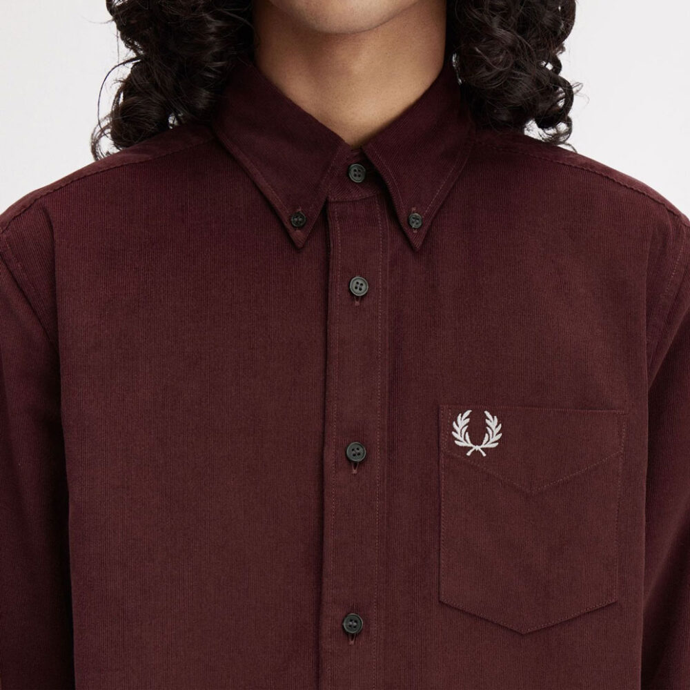 Fred Perry Needle Cord Shirt - Oxblood